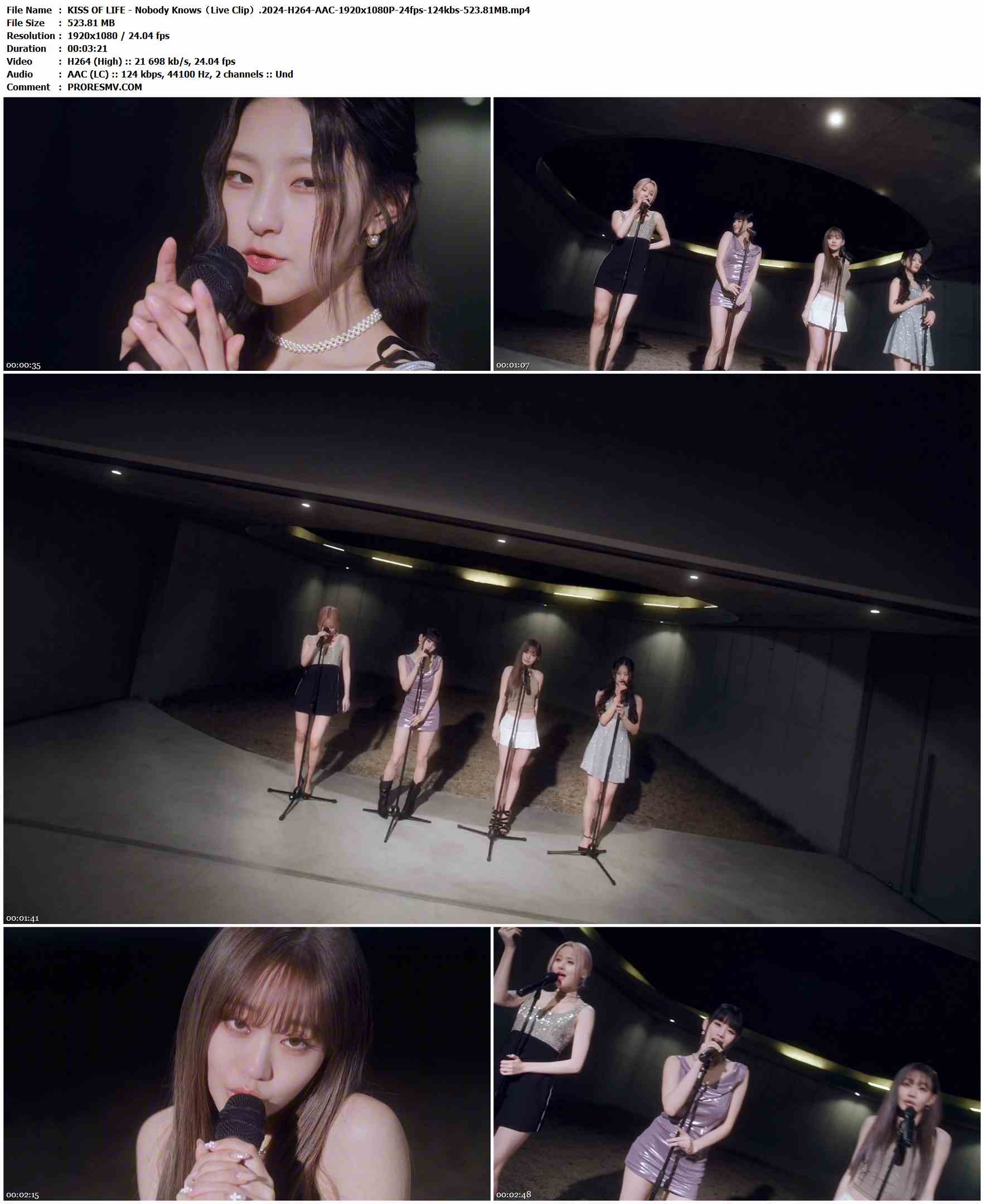 KISS OF LIFE - Nobody Knows（Live Clip）.2024-H264-AAC-1920x1080P-24fps-124kbs-523.81MB官方MV_高清MV